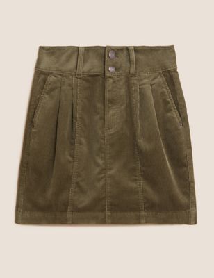 M&S Per Una Womens Cotton Rich Cord Mini A-Line Skirt