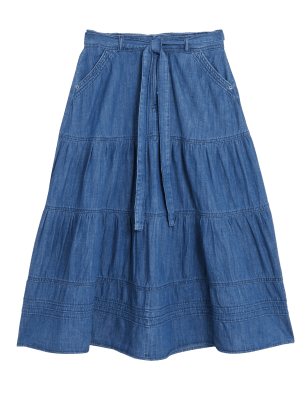 

Per Una Falda a media pierna en capas denimWomens - Medium Indigo, Medium Indigo