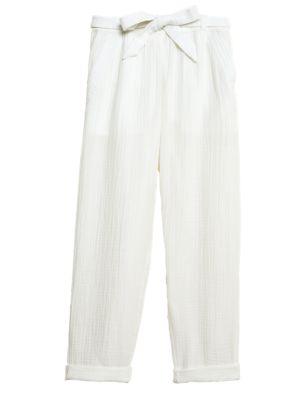 

Womens Per Una Pure Cotton Tapered Ankle Grazer Trousers - Ivory, Ivory
