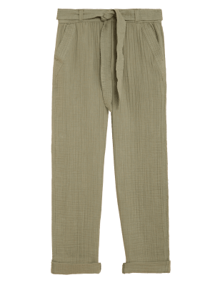 

Womens Per Una Pure Cotton Tapered Ankle Grazer Trousers - Faded Khaki, Faded Khaki