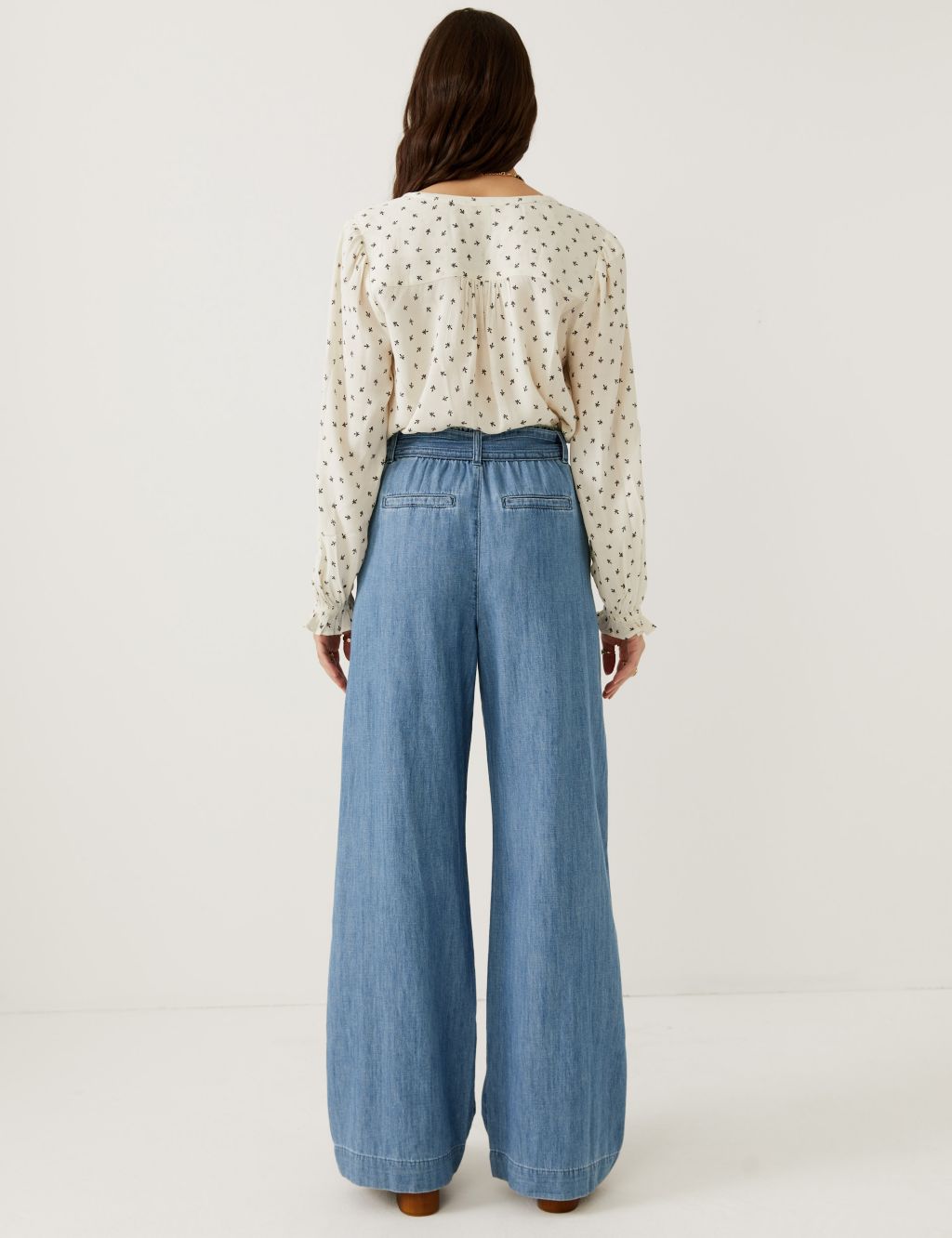 Denim Belted Wide Leg Trousers image 4