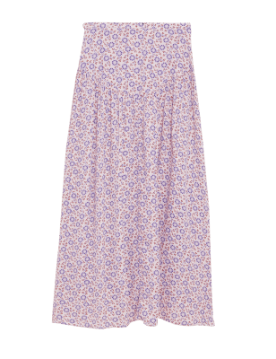 Womens Per Una Floral Maxi Skirt - Light Pink Mix