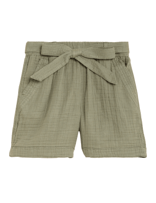 

Womens Per Una Pure Cotton High Waisted Belted Shorts - Faded Khaki, Faded Khaki