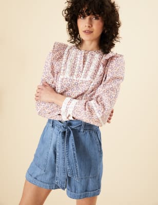 

Womens Per Una Denim High Waisted Shorts - Medium Indigo, Medium Indigo