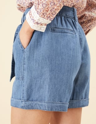 denim high waisted shorts