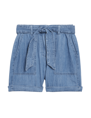 

Womens Per Una Denim High Waisted Shorts - Medium Indigo, Medium Indigo
