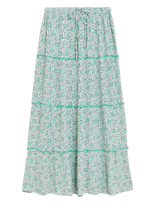 

Womens Per Una Floral Midaxi Tiered Skirt - Green Mix, Green Mix