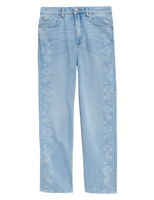 

Womens Per Una Printed Straight Leg Ankle Grazer Jeans - Light Indigo, Light Indigo