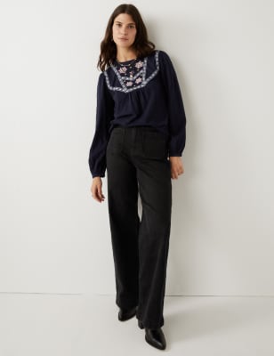 

Womens Per Una High Waisted Wide Leg Jeans - Black, Black