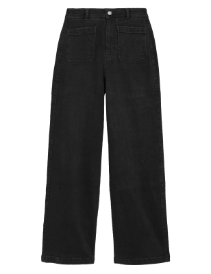 

Womens Per Una High Waisted Wide Leg Jeans - Black, Black