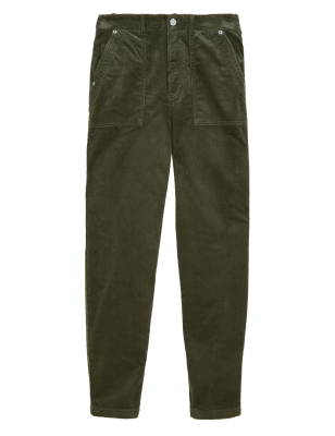 

Womens Per Una Corduroy Tapered Ankle Grazer Trousers - Hunter Green, Hunter Green