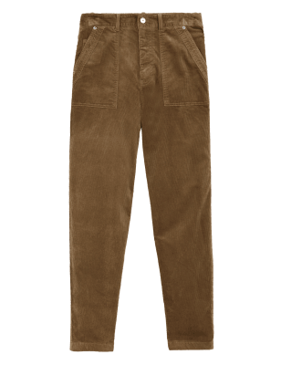 

Womens Per Una Corduroy Tapered Ankle Grazer Trousers - Rich Brown, Rich Brown