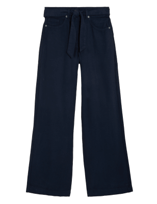 

Womens Per Una Tencel™ Blend Wide Leg Trousers - Navy, Navy