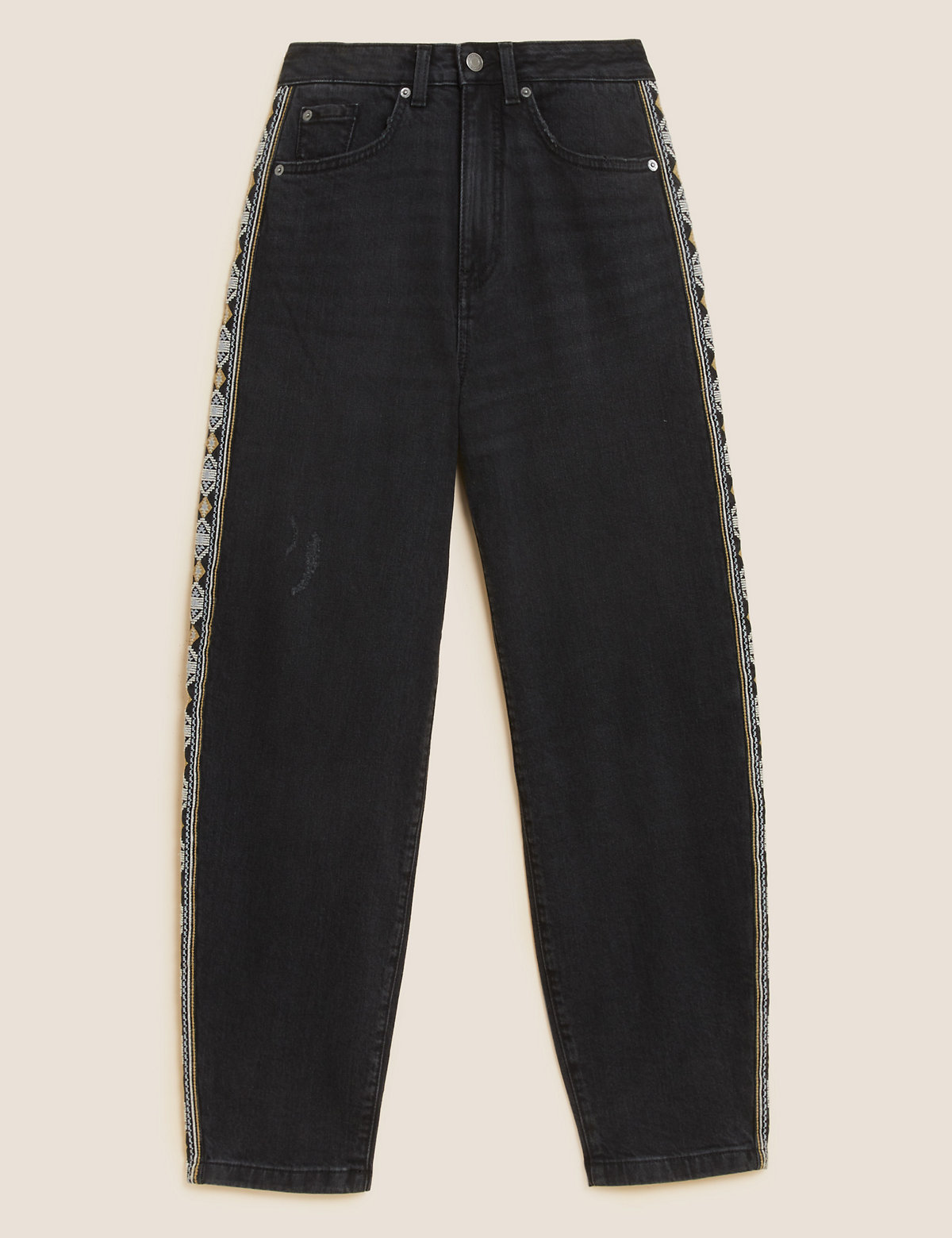 Mom High Waisted Embroidered Jeans