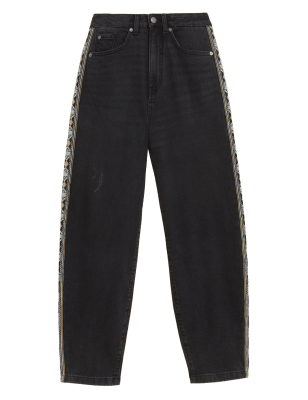 

Per Una Jeans Mom de cintura alta con bordadoWomens - Black Mix, Black Mix