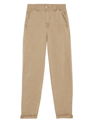 

Womens Per Una Cotton Rich Tapered Trousers - Natural Beige, Natural Beige