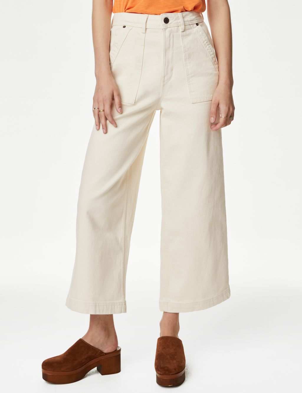 High Waisted Wide Leg Cropped Jeans image 3