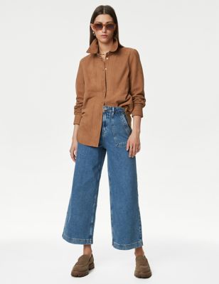 High Waisted Wide Leg Cropped Jeans