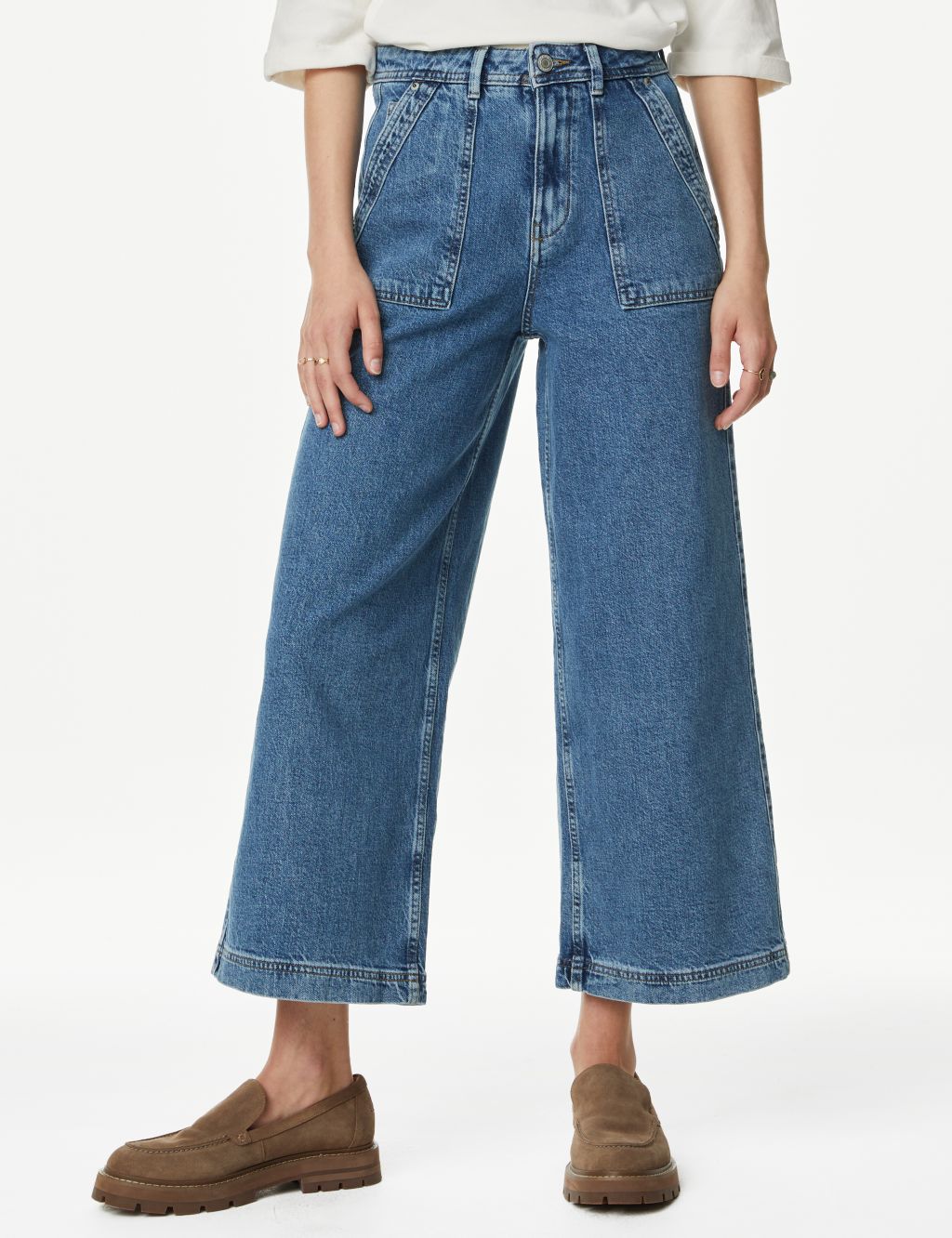 High Waisted Wide Leg Cropped Jeans image 2