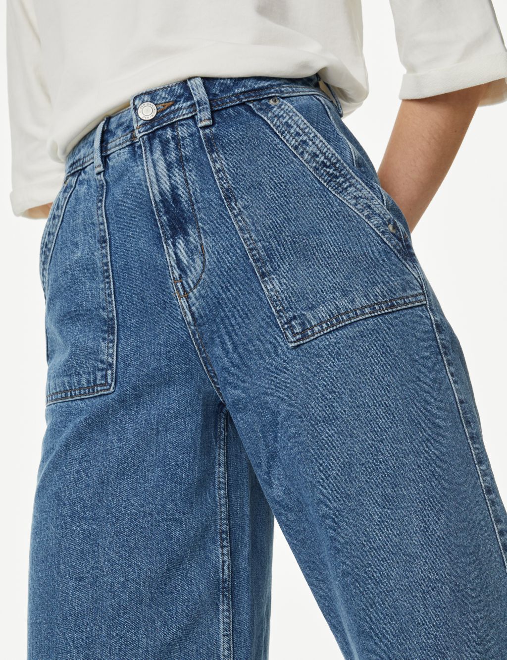 High Waisted Wide Leg Cropped Jeans image 3