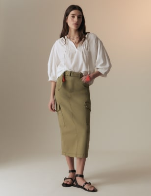 Long khaki shop skirts value