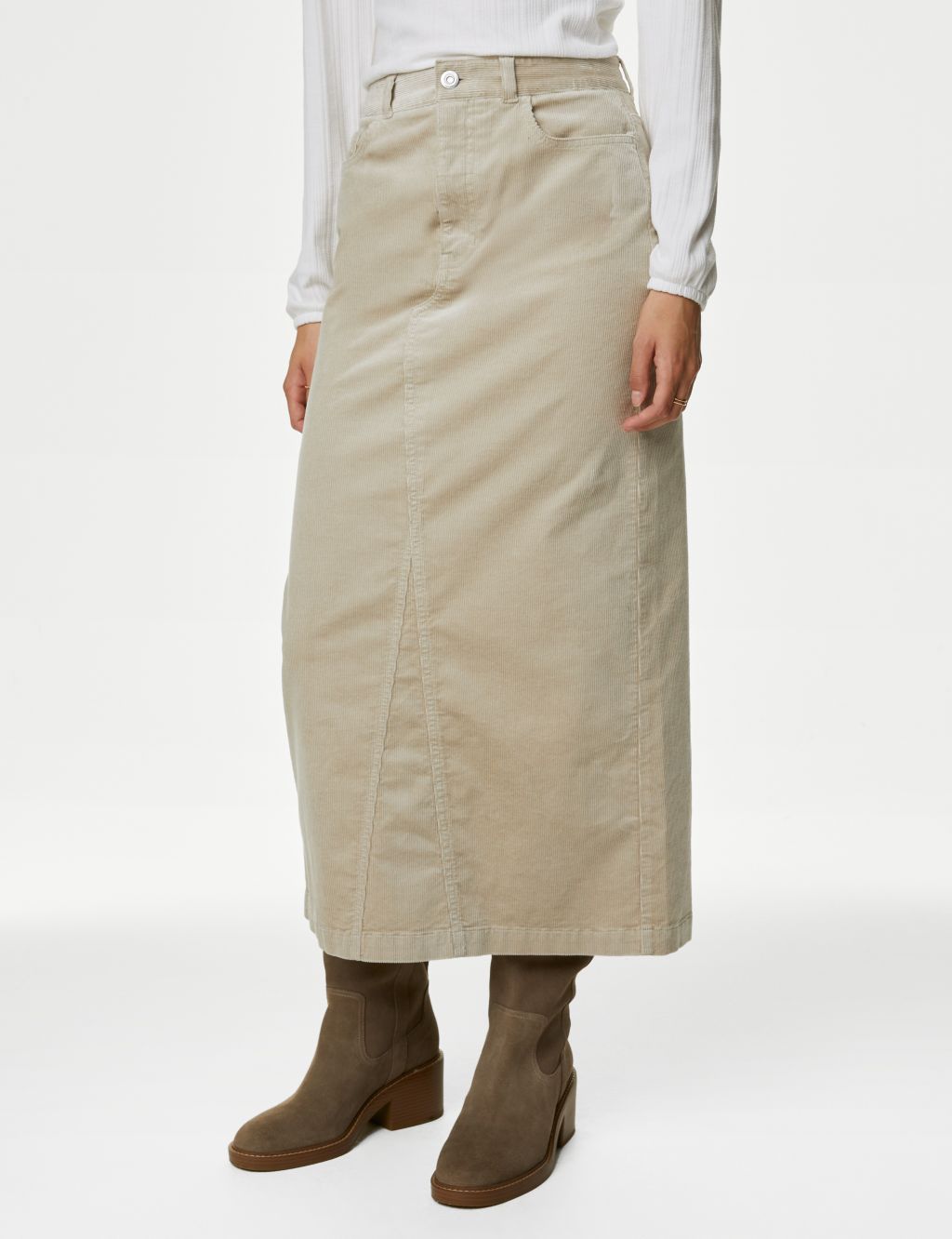 Cotton Rich Cord Maxi A-Line Skirt image 3