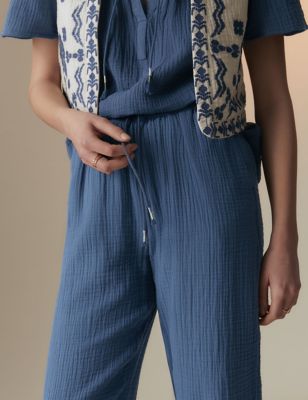Pantalon coupe fuselée 100&nbsp;% coton à motif texturé - LU