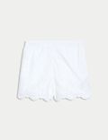 Pantalón corto 100% algodón de cintura alta bordado