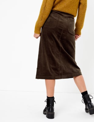 Needlecord A-Line Midi Skirt