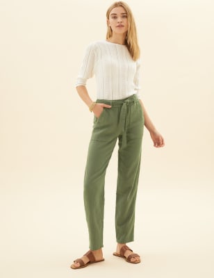 Womens Per Una Pantalon fuselé longueur cheville 100 % coton - Khaki