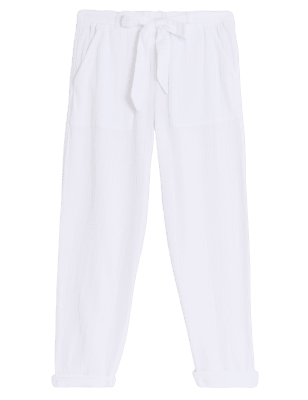 

Womens Per Una Pure Cotton Tapered Ankle Grazer Trousers - Soft White, Soft White