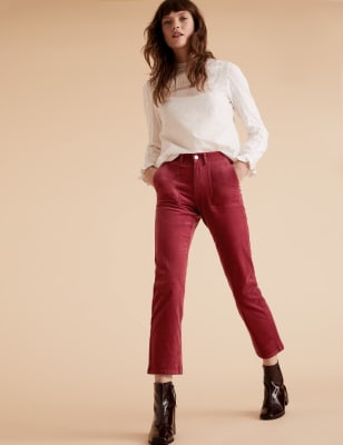 Corduroy Straight Leg Ankle Grazer Trousers