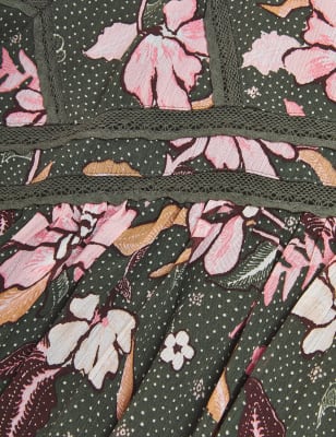 M&S Per Una Womens Floral Lace Detail Midaxi A-Line Skirt - 8 - Khaki Mix, Khaki Mix