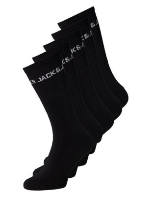 Jack & Jones Junior 5pk Cotton Rich Socks - 1-4 - Black, Black,White