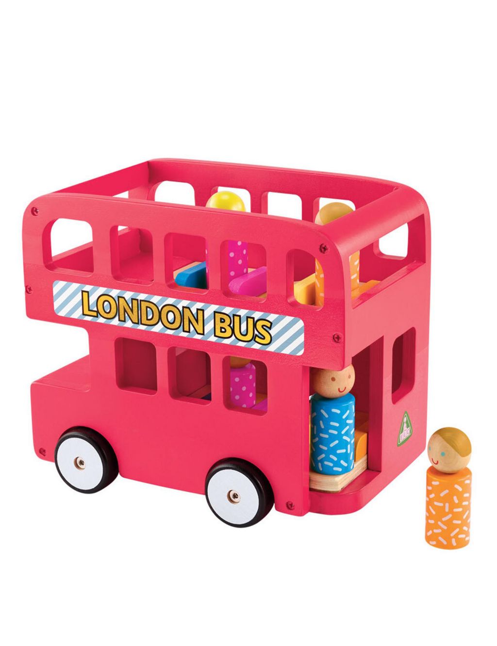 Wooden Double Decker Bus Toy (12-36 Mths) image 3