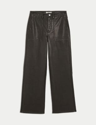 Leather Look Patch Pocket Wide Leg Trousers 4 of 6