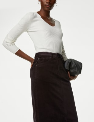

Womens M&S Collection Midi-Rock mit Schlitz vorne und Kordelzug - Bitter Chocolate, Bitter Chocolate
