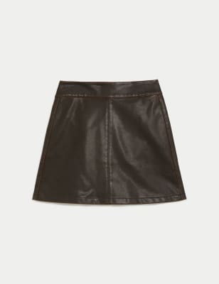 Leather Look Mini A-Line Skirt 6 of 6