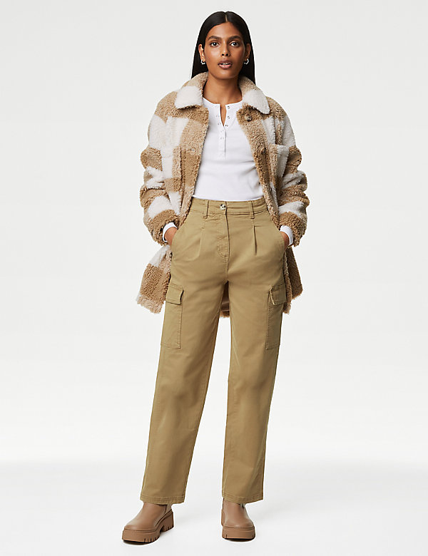Cotton Rich Cargo Straight Leg Trousers - AT