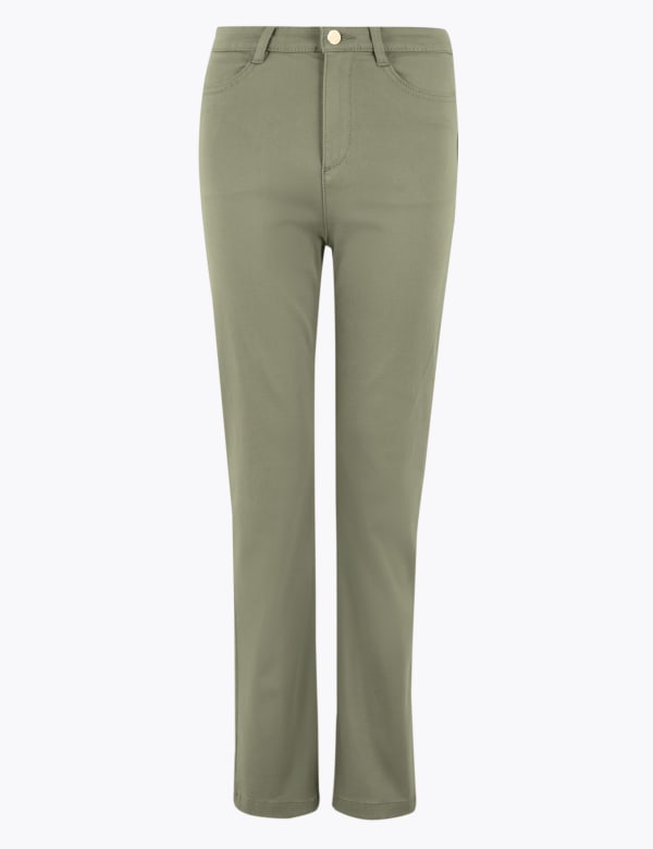 Sateen roma rise deals straight leg jeans