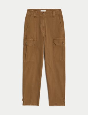 Cotton Rich Cargo High Waisted Trousers