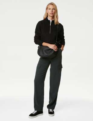 Crepe Cargo Relaxed Trousers - LU