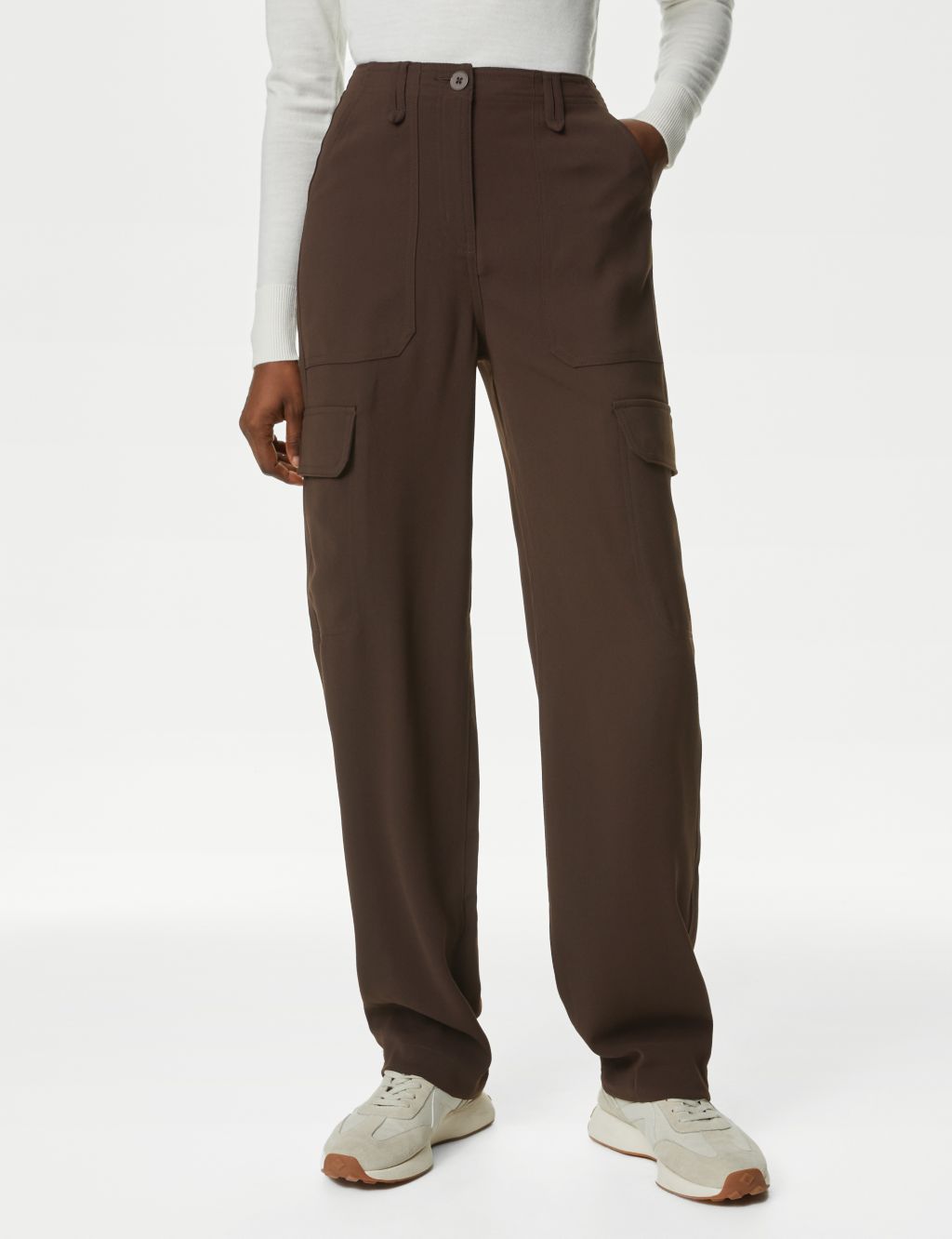 Crepe Cargo Relaxed Trousers image 5