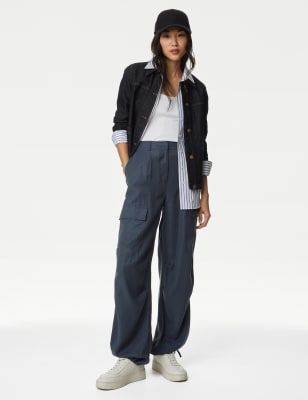 Modal Rich Cargo Wide Leg Trousers