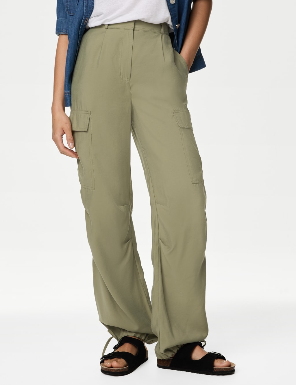 Modal Rich Cargo Wide Leg Trousers