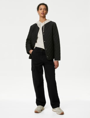 

Womens M&S Collection Cotton Rich Cargo Straight Leg Trousers - Black, Black