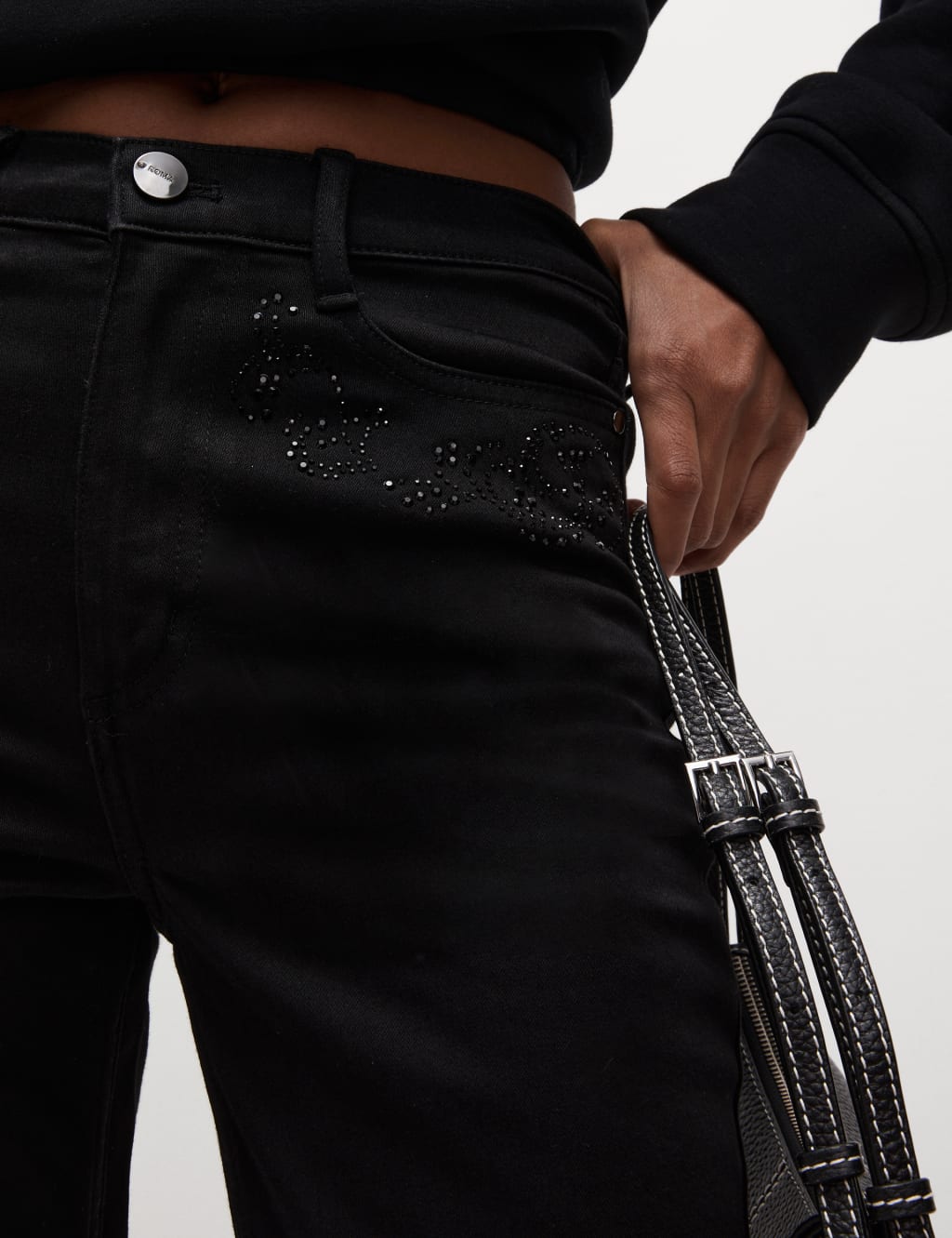 High Waisted Embellished Straight Leg Jeans image 2