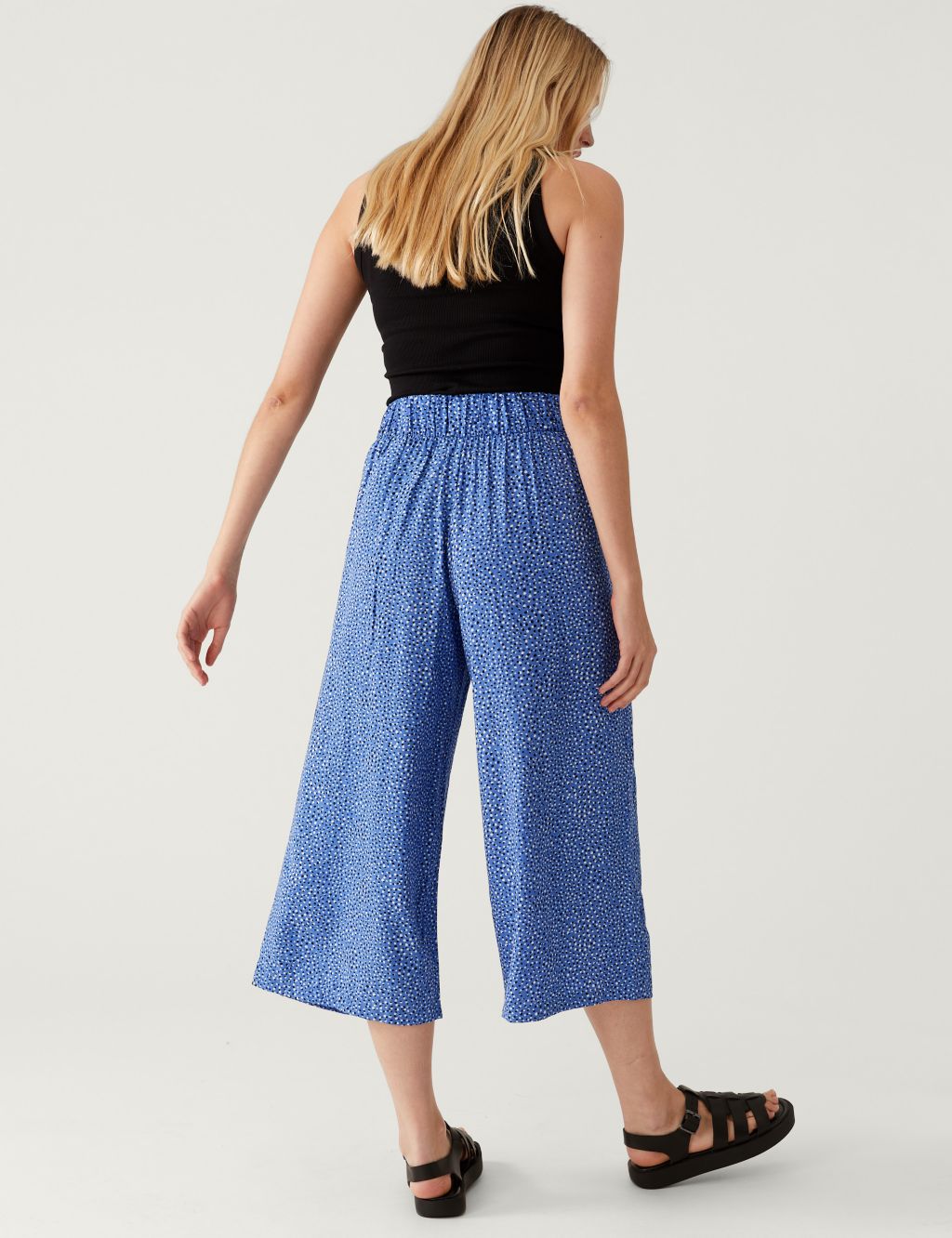 Printed Wide Leg Cropped Trousers image 4