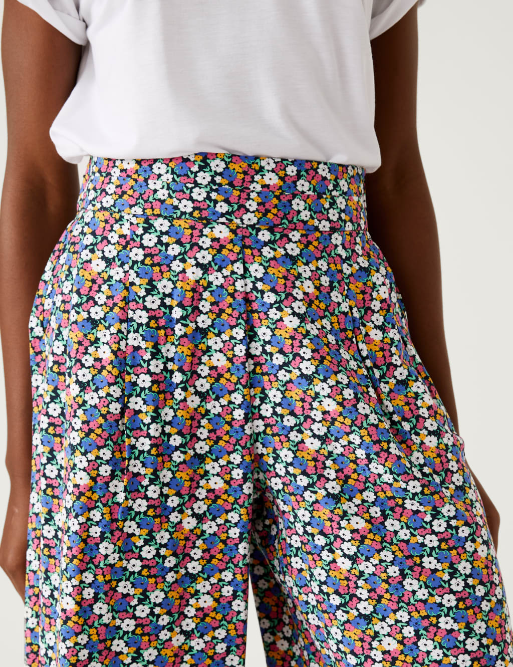 Printed Wide Leg Cropped Trousers image 3