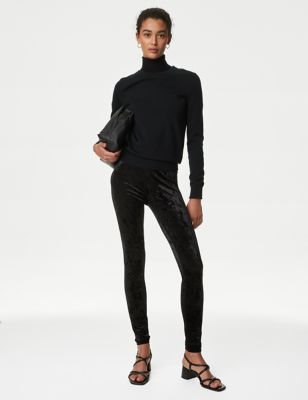 

Womens M&S Collection Velour High Waisted Leggings - Black, Black